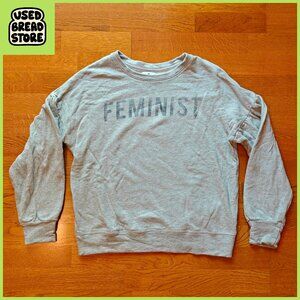 Sundry Feminist Grunge Riot Grrrl Sweatshirt | Heathered Gray | Size 1 | Pleated